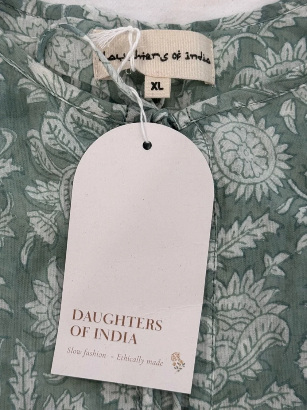 Daughters of India Sage Green Floral Maxi Dress - Picture 4 of 6
